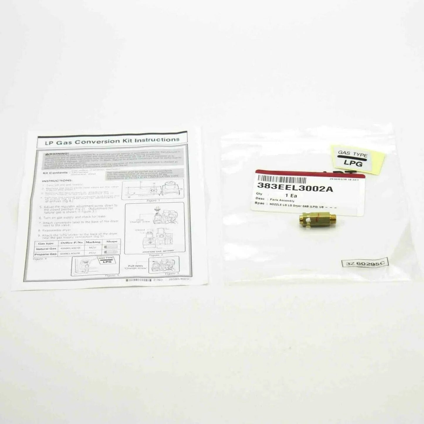 383EEL3002A LG Genuine OEM Dryer Gas to LP Conversion Kit Parts-O-Matic
