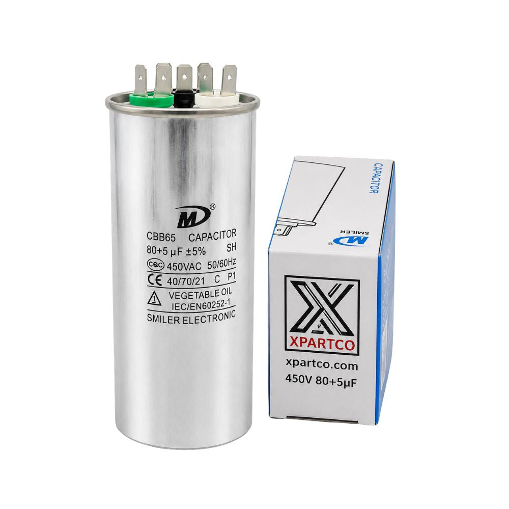 XPDC80X5-450R HVAC ROUND DUAL RUN CAPACITOR | 80+5 MFD 450 Volts Parts-O-Matic