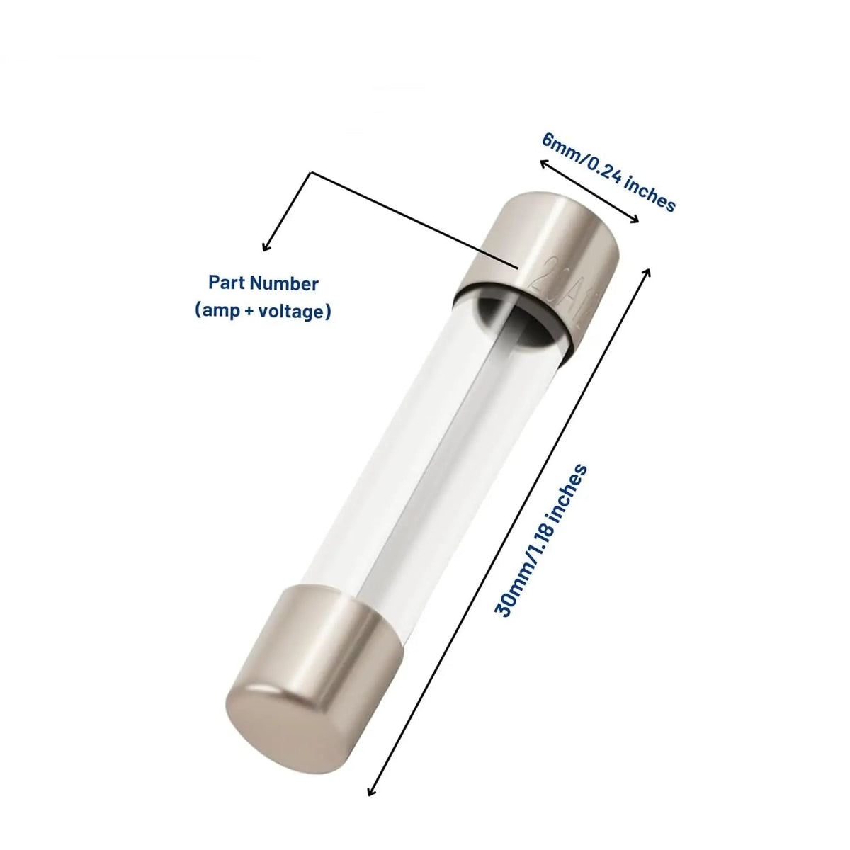 EXP20AG Glass Line Fuse, Fast Blow, 20A Parts-O-Matic
