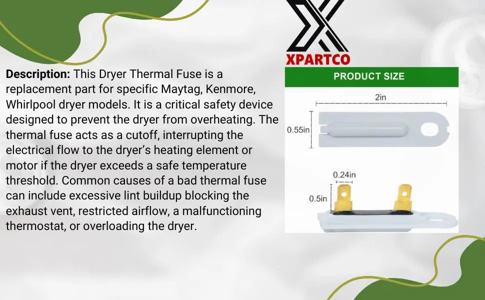 XPARTCO 3392519 Dyer Thermal Fuse Replaces WP3392519  Parts-O-Matic