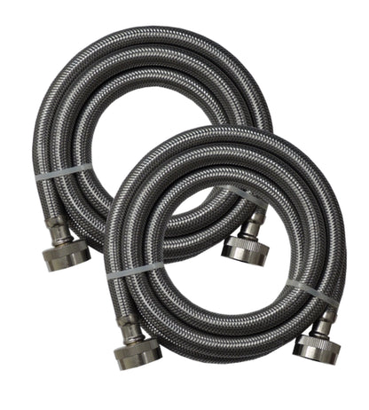 (2 Pack) Supco 3804FFSS Stainless Steel Braided 6ft. 3/8" Washer Inlet Water Hose  Parts-O-Matic