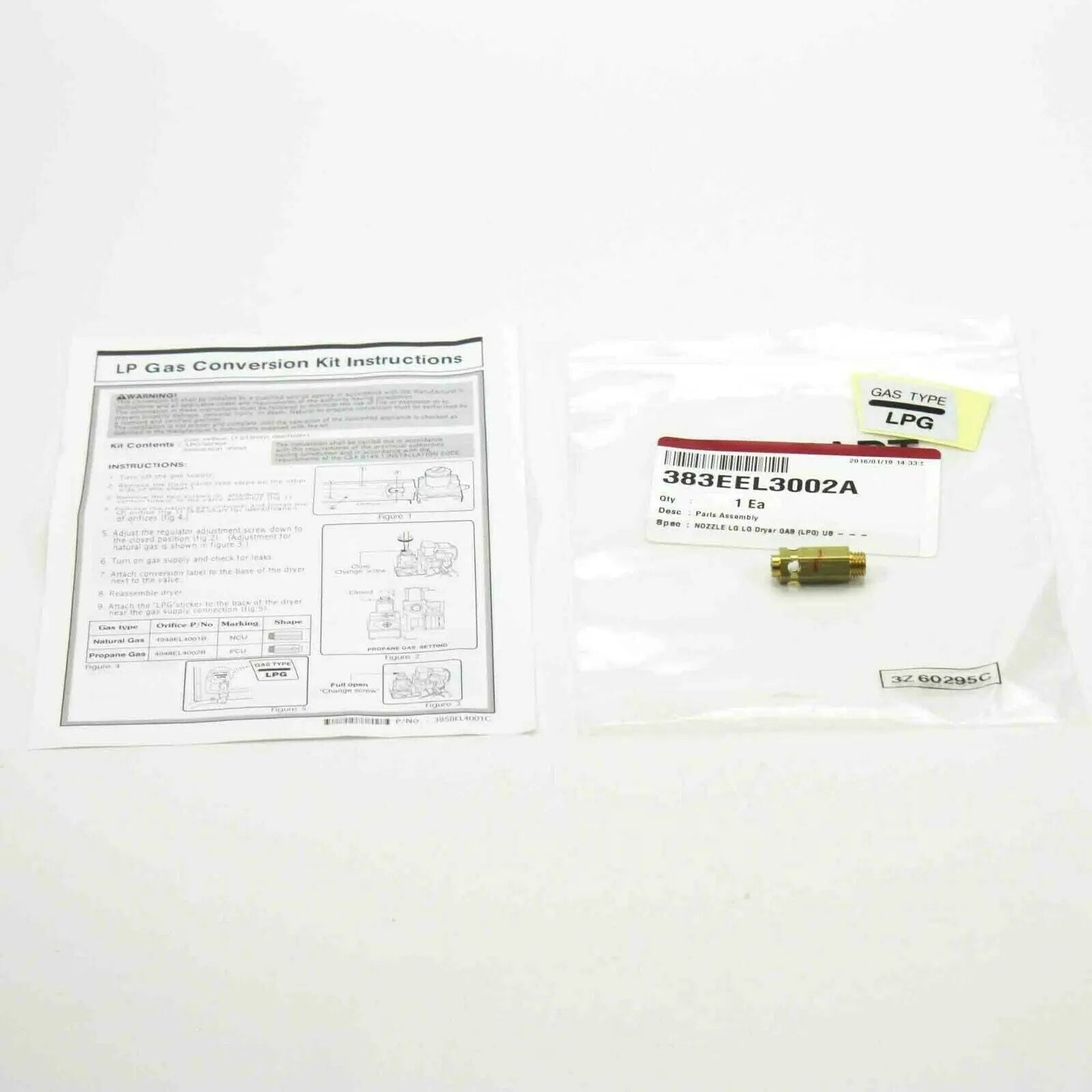 383EEL3002A LG Genuine OEM Dryer Gas to LP Conversion Kit  Parts-O-Matic