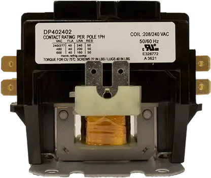 Supco DP402402 HVAC&R 2 Pole Definite Purpose Contactor 240V, 40FLA, 50RLA  Parts-O-Matic