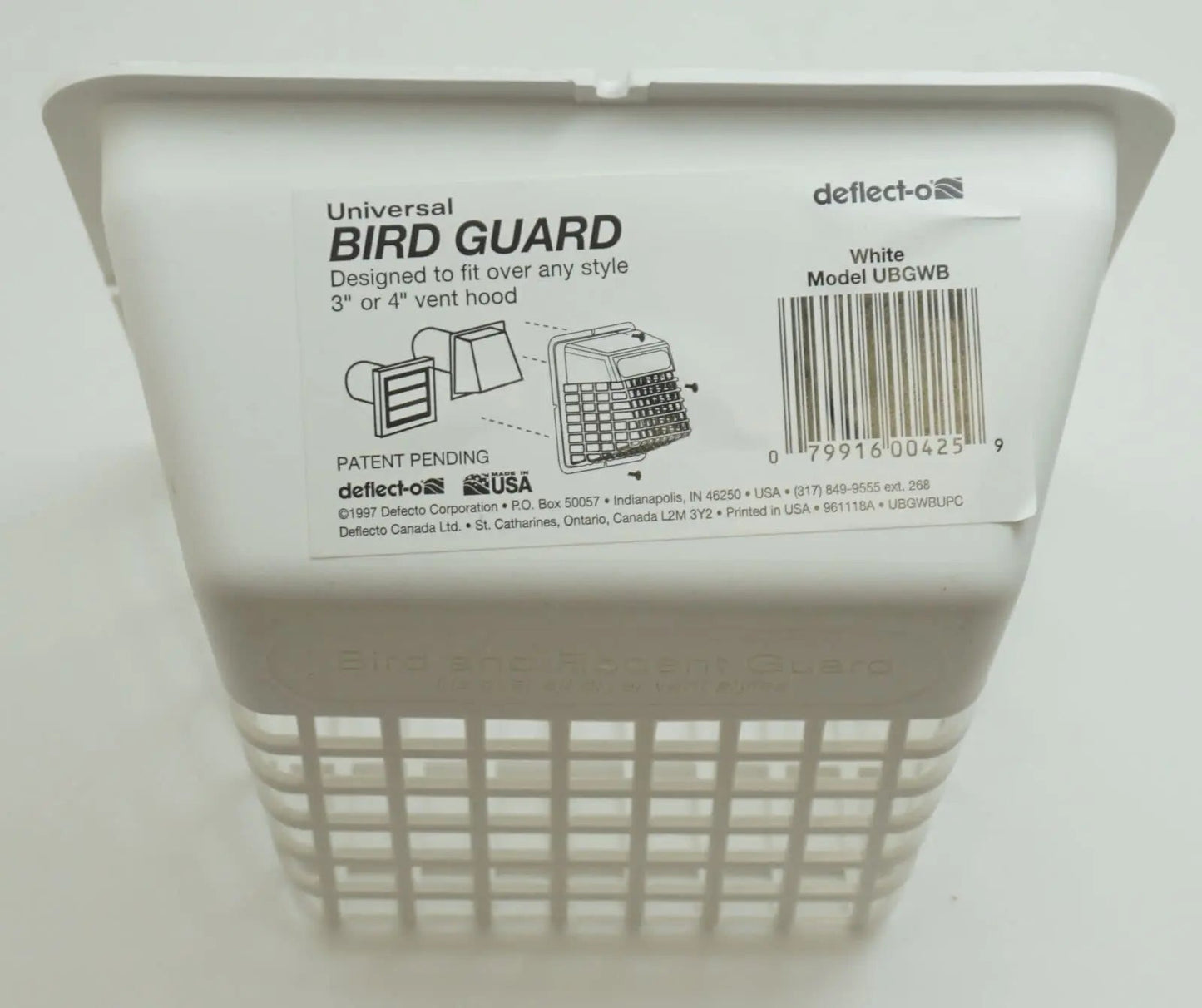 UBGWB Universal Bird Guard Dryer Vent Cover 3'-4" (White)  Parts-O-Matic