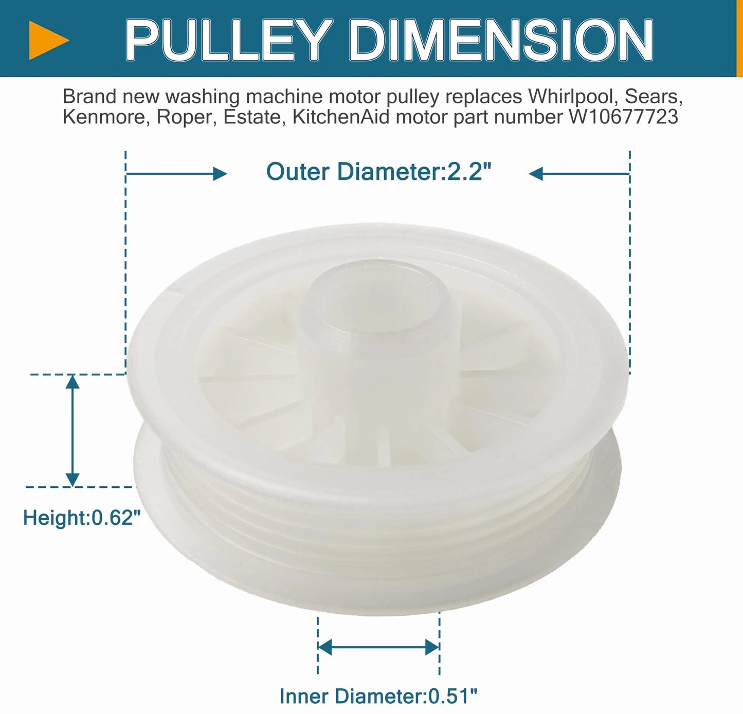 W10677723PL Washer Motor Pulley for W10677723  Parts-O-Matic
