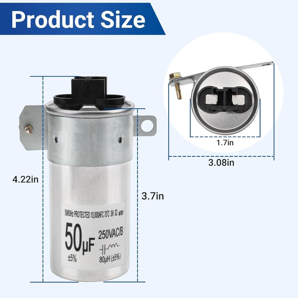 XPARTCO W10804664 Washer Motor Run Capacitor (50µF)  Parts-O-Matic