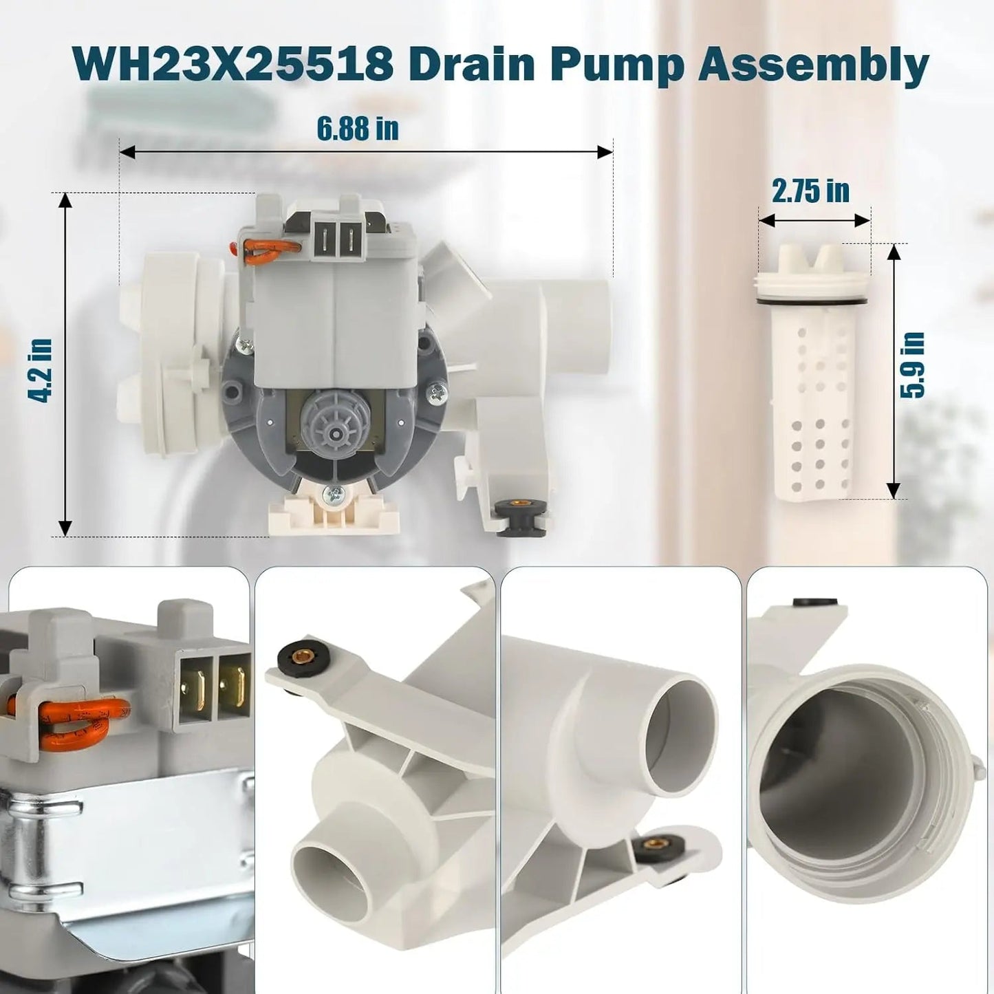 XPARTCO WH11X34740 Washer Drain Pump Assembly  Parts-O-Matic