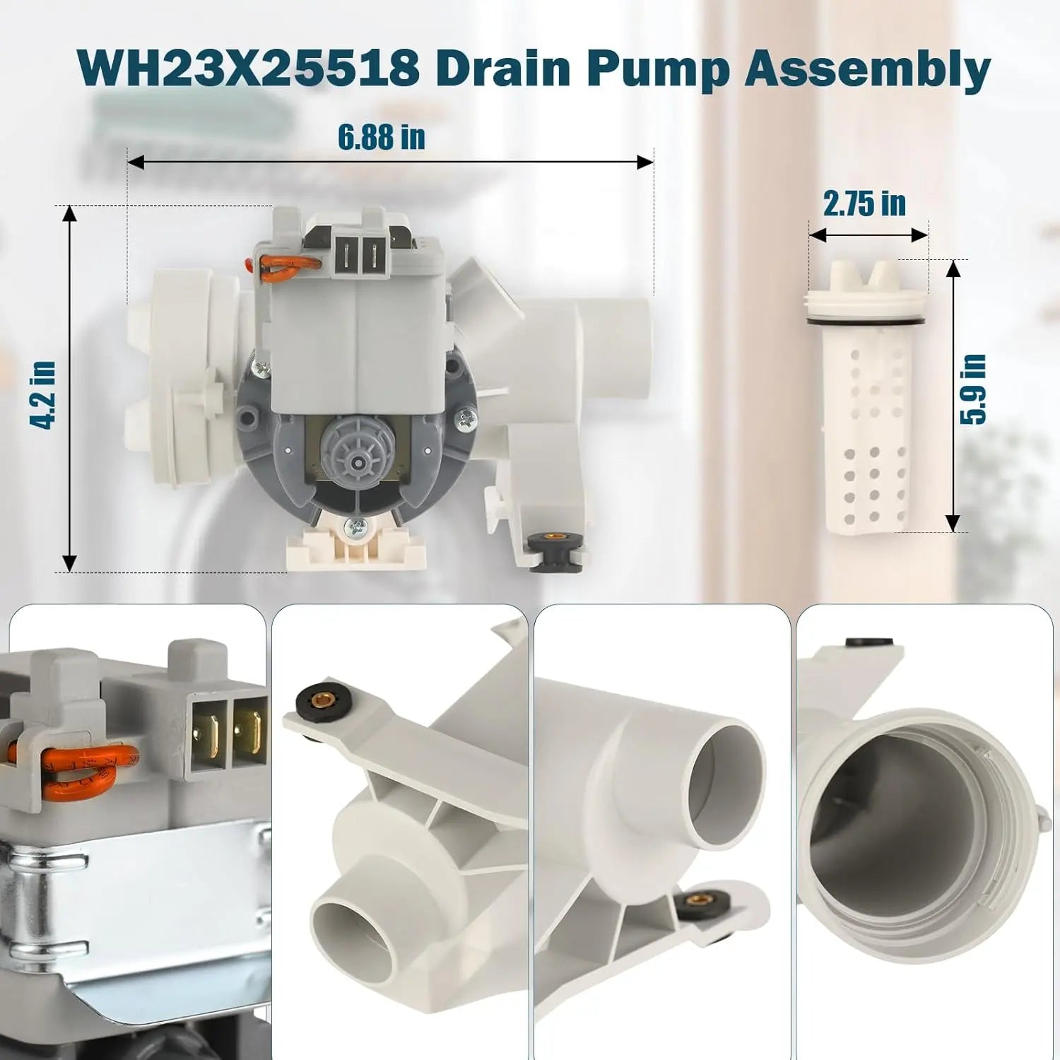 XPARTCO WH11X34740 Washer Drain Pump Assembly  Parts-O-Matic