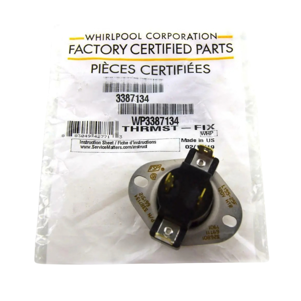 WP3387134 Dryer Genuine OEM Cycling Thermostat