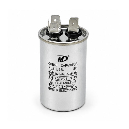 XPC5-450R 5 uF Round Run / Start Capacitor | CBB65 5 uF (MFD) 450 Volts  Parts-O-Matic