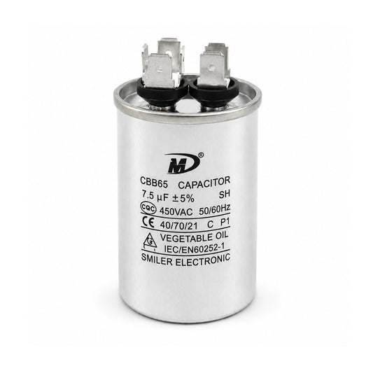 XPC75-450R 7.5 uF Round Run / Start Capacitor | CBB65 7.5 uF (MFD) 450 Volts  Parts-O-Matic