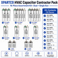 XPARTCO HVAC Capacitor Contractor Pack — 18-Piece Assortment Kit (Dual + Single Run)