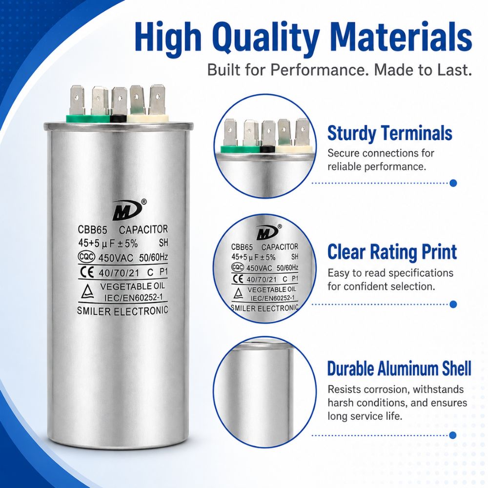 XPDC45X5-450R HVAC ROUND DUAL RUN CAPACITOR | 45+5 MFD 450 Volts  Parts-O-Matic