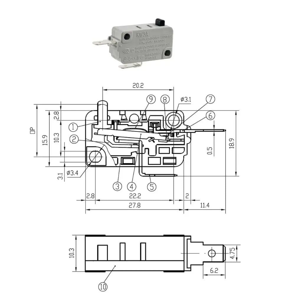 XPG499 Microwave Door Switch (Normally Closed)  Parts-O-Matic