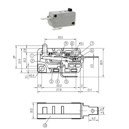 XPG499 Microwave Door Switch (Normally Closed)  Parts-O-Matic