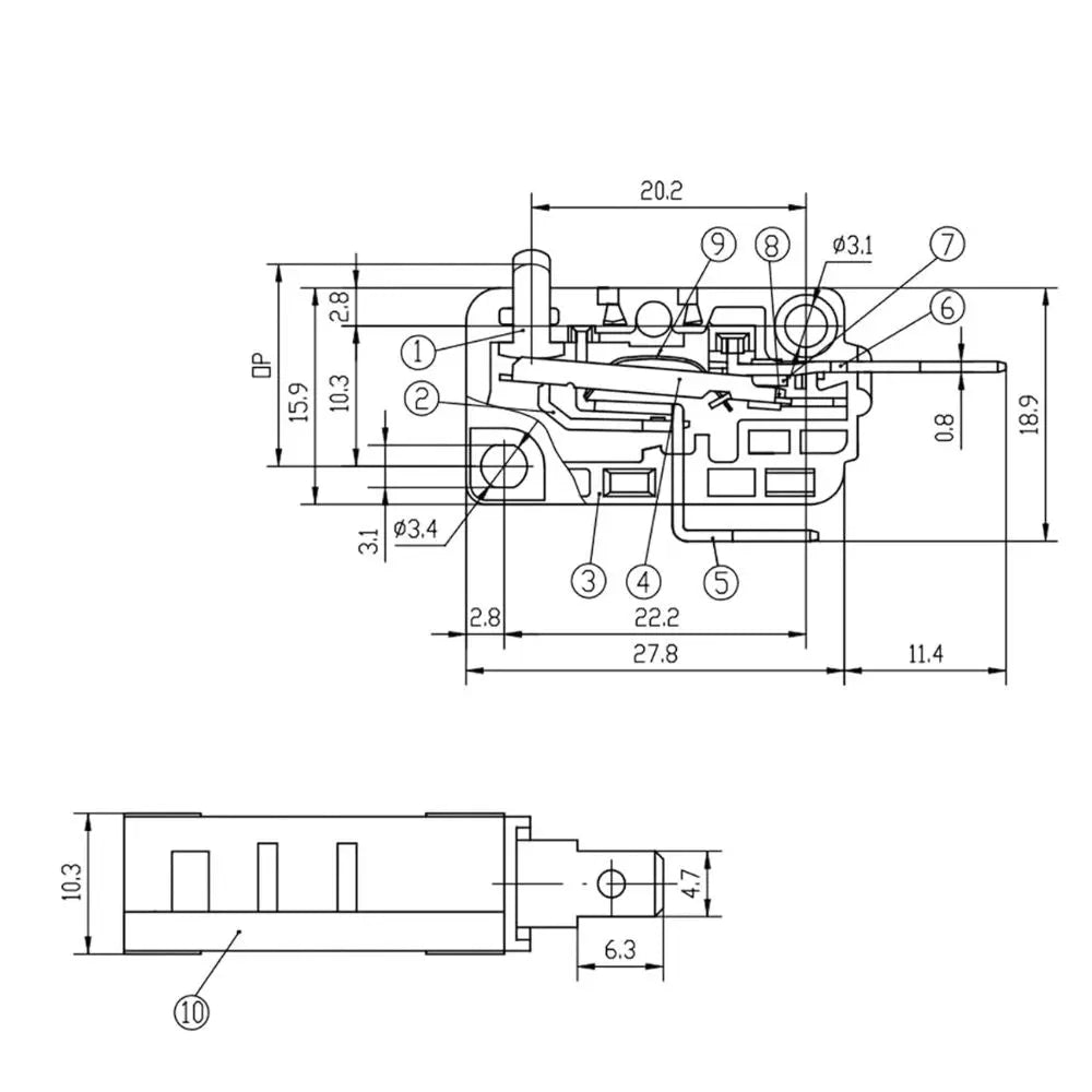 EXP497 Microwave Door Switch (Normally Open)  Parts-O-Matic