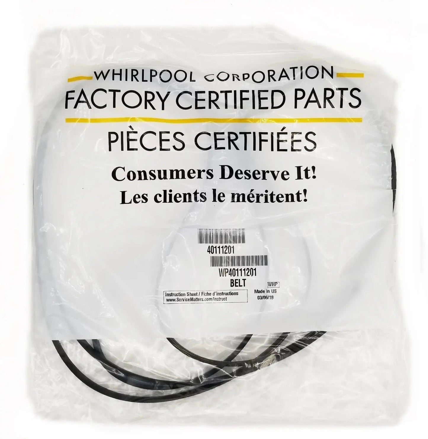 WP40111201 Genuine Whirlpool OEM Dryer Drum Belt Whirlpool